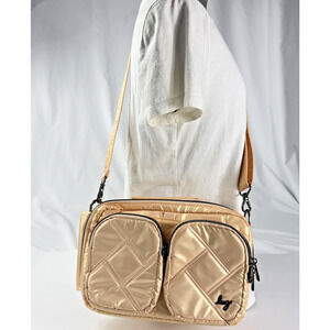 Lug Crossbody Bag Womens Medium Peach Nylon Quilted Travel Organizer Purse